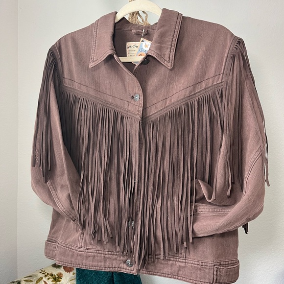 Brown fringe cowboy denim jacket - Picture 4 of 12